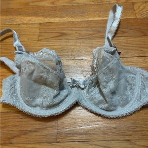 Alegro Innocent Lily Sheer Unlined Plunge Bra 34C, EUC, gray